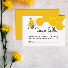 Tarjeta De Recepción Diaper Raffle Yellow Black Bee Baby Shower