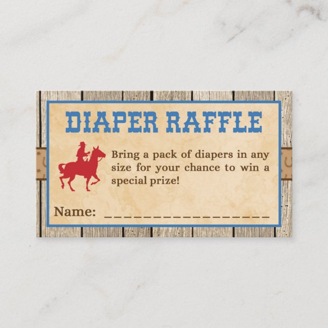 Tarjeta De Recepción Diaper Raffles Entradas Vaquero Ducha Occidental (Anverso)