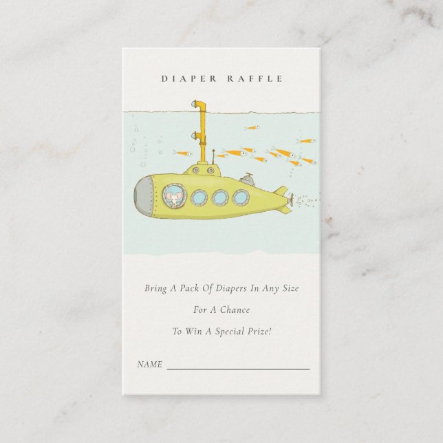 Tarjeta De Recepción Diaper submarino submarino Raffle Baby Shower (Anverso)