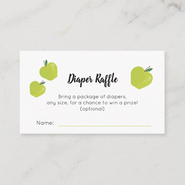 Tarjeta De Recepción Diaper verde manzana Raffle (Anverso)