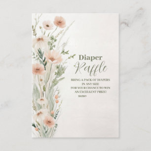 Tarjeta De Recepción Diapper Raffle, un pequeño Chica de flores silvest