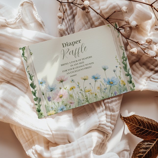 Tarjeta De Recepción Diapper Raffle, un pequeño Chica de flores silvest (Subido por el creador)