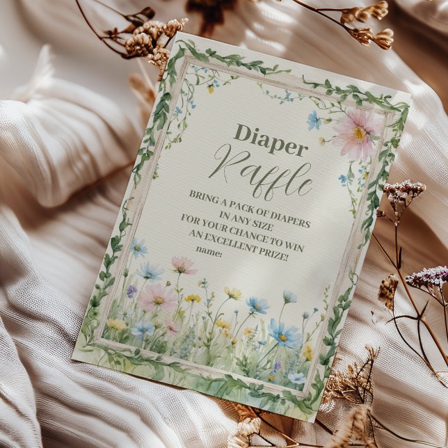 Tarjeta De Recepción Diapper Raffle, un pequeño Chica de flores silvest (Subido por el creador)