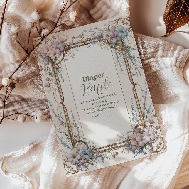 Tarjeta De Recepción Diapper Raffle, un pequeño Chica de flores silvest (Subido por el creador)
