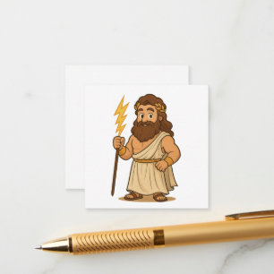 Tarjeta De Recepción Dibujo Animado Adorable de Zeus – Dios del Trueno