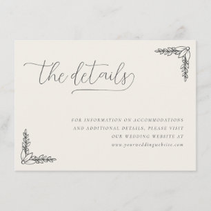 Tarjeta De Recepción Dibujos Botánicos Elegantes en Blanco