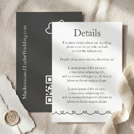 Tarjeta De Recepción Dibujos caprichosos de boda grises y blancos