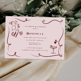 Tarjeta De Recepción Dibujos Caprichosos | Detalles de los Invitados a 