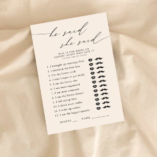 Tarjeta De Recepción Dijo, Dijo, Fiesta De Ducha De Novias