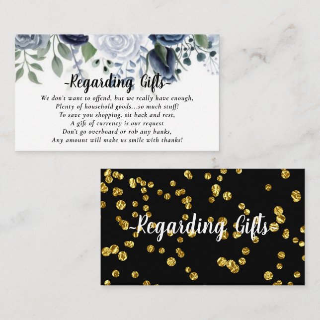 Tarjeta De Recepción Dinero floral sobre regalos Ducha de novias Tarjet (Anverso / Reverso)