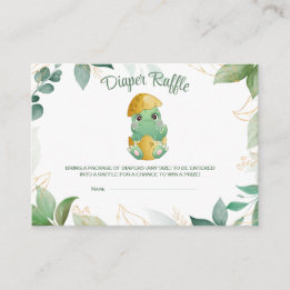 Tarjeta De Recepción Dino Egg Baby Shower Diaper Raffle Card