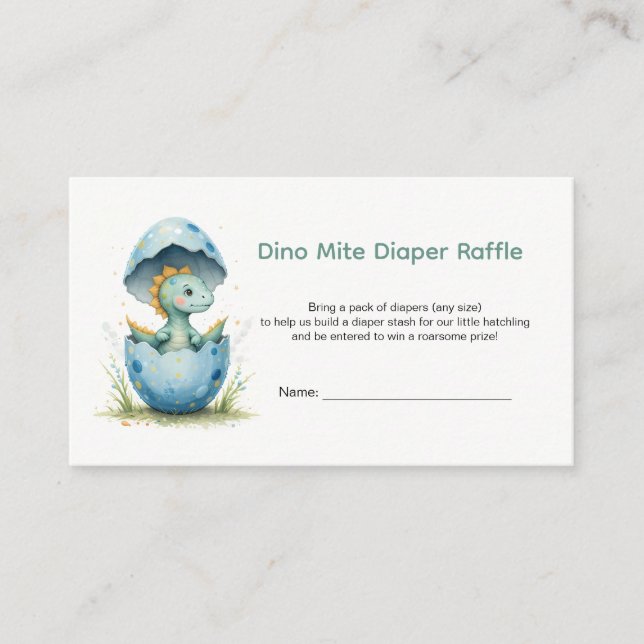 Tarjeta De Recepción Dino Mite Diaper Raffle Dinosaur Baby Shower (Anverso)