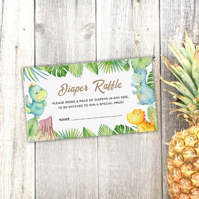 Tarjeta De Recepción Dinosaur Baby Shower Diaper Raffle Insert Card (Subido por el creador)