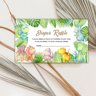 Tarjeta De Recepción Dinosaur Baby Shower Diaper Raffle Insert Card