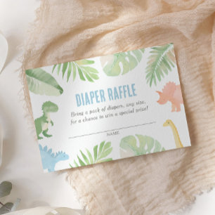 Tarjeta De Recepción Dinosaur Baby Shower Diaper Raffle Ticket