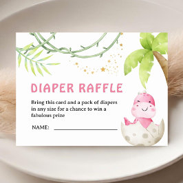 Tarjeta De Recepción Dinosaur Baby Shower Girl Diaper Raffle