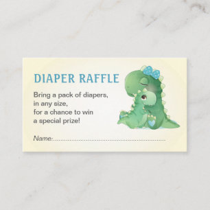 Tarjeta De Recepción Dinosaur Blue Baby Boy Shower Diaper Raffle Ticket