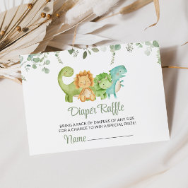 Tarjeta De Recepción Dinosaurios Lindos, T-Rex, Jurásico, Rifa de Pañal