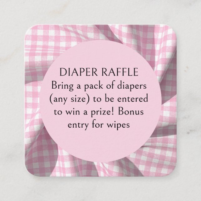 Tarjeta De Recepción Dipper Raffle gingham baby shower  (Anverso)