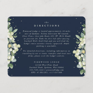 Tarjeta De Recepción Dirección Boda de borde de nevado y eucalipto
