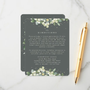 Tarjeta De Recepción Dirección bordeada de nieve verde gris + eucalipto
