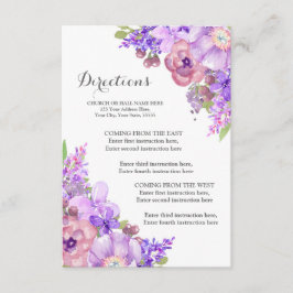 Tarjeta De Recepción Dirección de Boda Floral Lila Púrpura Rústica