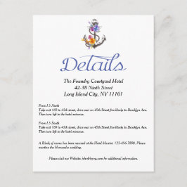 Tarjeta De Recepción Dirección de detalles florales del anclaje náutico