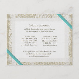 Tarjeta De Recepción Dirección de encaje y de Burlap de Aqua Ocean