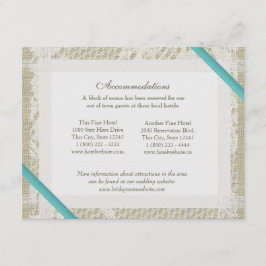 Tarjeta De Recepción Dirección de encaje y de Burlap de Aqua Ocean