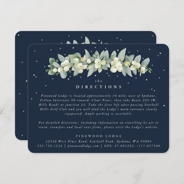 Tarjeta De Recepción Dirección de Garland de la Marina Oscura Snowberry (Anverso / Reverso)