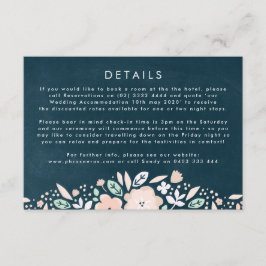 Tarjeta De Recepción Dirección del Boda floral de la medianoche de la c