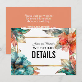 Tarjeta De Recepción Dirección del sitio web + QR Hibiscus Serenade Par