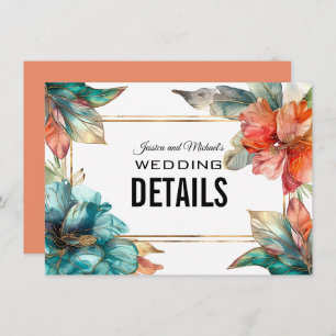 Tarjeta De Recepción Dirección del sitio web + QR Hibiscus Serenade Par