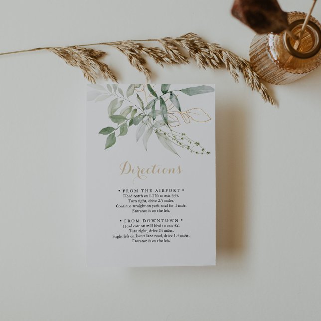 Tarjeta De Recepción Direcciones Bodas de caligrafía de follaje verde d (Subido por el creador)