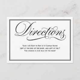 Tarjeta De Recepción Direcciones Bodas de caligrafía en blanco y negro