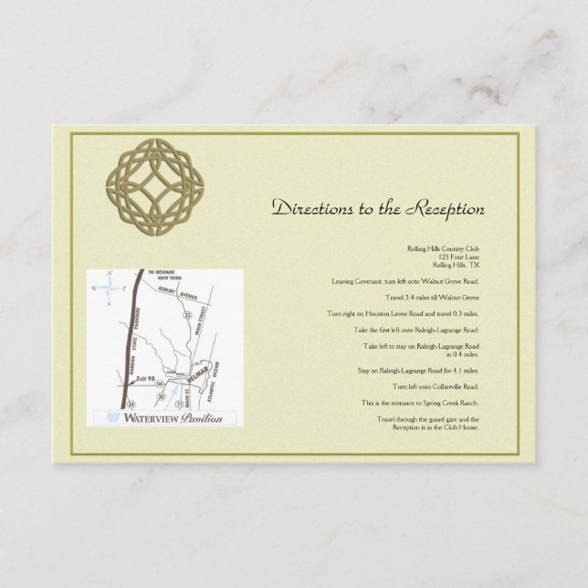 Tarjeta De Recepción Direcciones Bodas de Knot de Eternity Celtic Gold (Anverso)