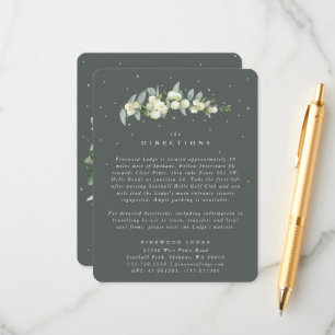Tarjeta De Recepción Direcciones Bodas de paro de nieve verde + eucalip