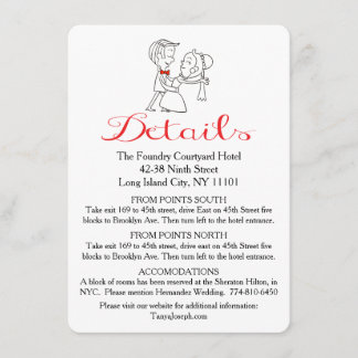 Tarjeta De Recepción Direcciones Bride & Groom Boda Blanco y Negro