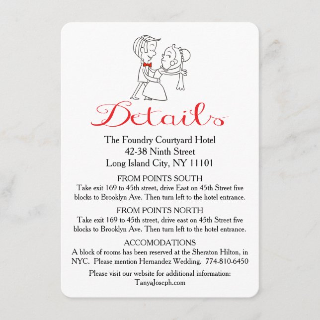 Tarjeta De Recepción Direcciones Bride & Groom Boda Blanco y Negro (Anverso)