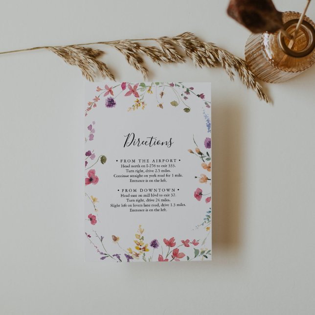 Tarjeta De Recepción Direcciones clásicas de Boda de flores silvestres  (Subido por el creador)