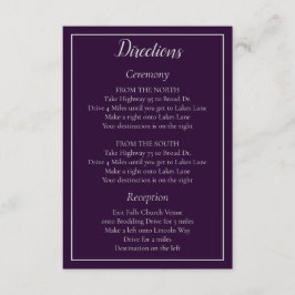 Tarjeta De Recepción Direcciones clásicas de Boda púrpura y plateado