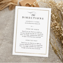 Tarjeta De Recepción Direcciones de Boda Clásicas Elegantes en Blanco y