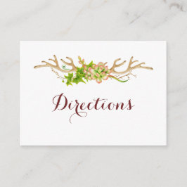 Tarjeta De Recepción Direcciones de Boda con Cuernecillos Rústicos y Fl