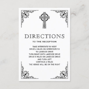 Tarjeta De Recepción Direcciones de Boda cruzado celta blanco y negro