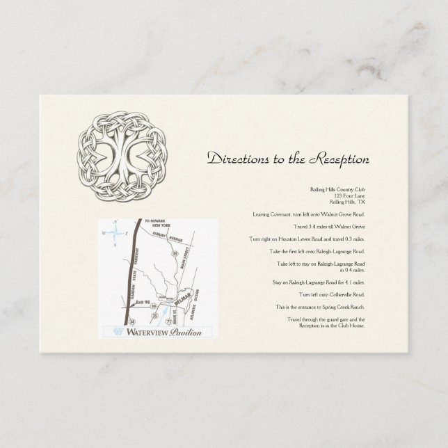 Tarjeta De Recepción Direcciones de Boda de árbol celta de vida (Anverso)