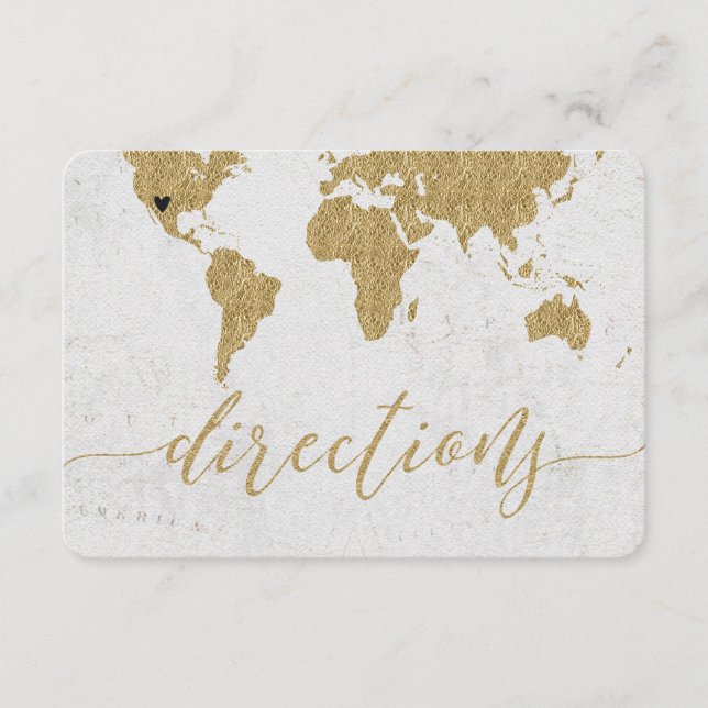 Tarjeta De Recepción Direcciones de boda de destino Mapa Mundial de Hoj (Anverso)