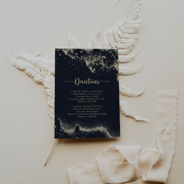 Tarjeta De Recepción Direcciones de Boda de salpicaduras de oro de colo (Subido por el creador)