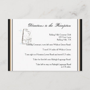 Tarjeta De Recepción Direcciones de Boda de tramas de diamante negro y 