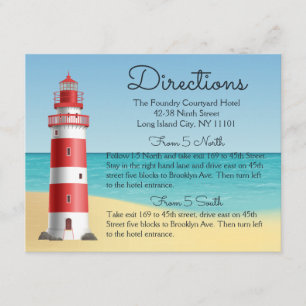Tarjeta De Recepción Direcciones de Boda del Faro Náutico Playa Océano