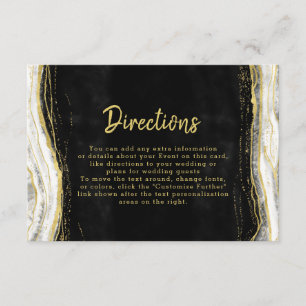 Tarjeta De Recepción Direcciones de boda en geoda de ágata negro blanco